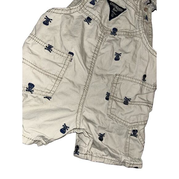 OshKosh B'gosh Baby Overalls Skull Print‎ Cotton Shortalls - Picture 7 of 8